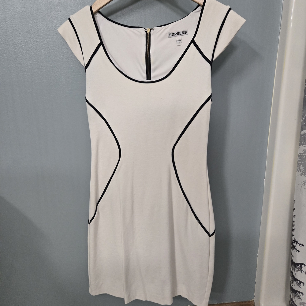 Express White Dress with Black Trim